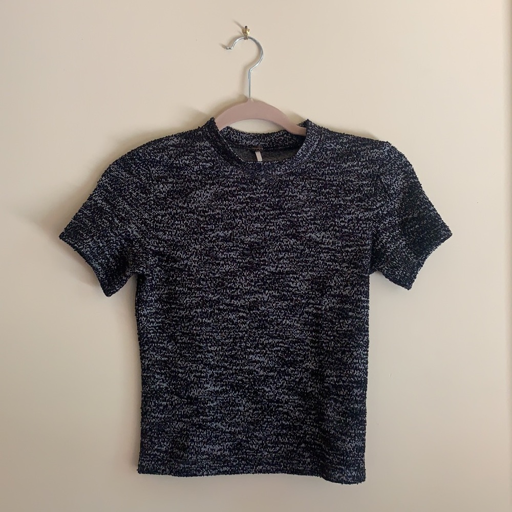 Black and gray free people mockneck shirt